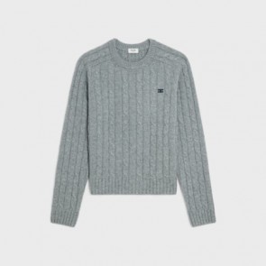 Lady's Celine Cable-Knit Triomphe Sweater In Cashmere