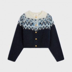 Lady's Celine Fair Isle Cardigan In Mohair And Silk