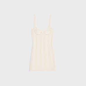 Lady's Celine Bustier Mini Dress In Crocheted Cotton