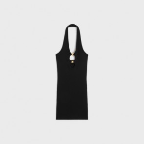 Lady's Celine Underpinning Silk And Cotton Open Back Mini Dress