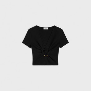 Lady's Celine Heart Crop Top In Underpinning Silk And Cotton
