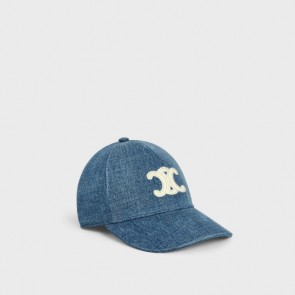 Lady's Celine Triomphe Baseball Cap In Denim