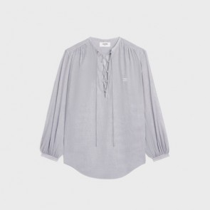 Lady's Celine Romy Blouse In Striped Cotton Voile