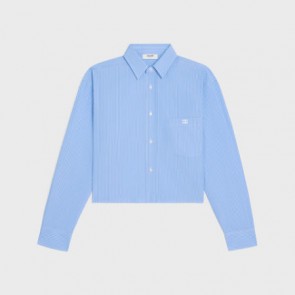 Lady's Celine Cropped Shirt In Striped Cotton Poplin