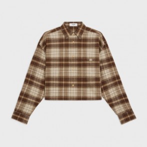 Lady's Celine Cropped Shirt In Checked Wool