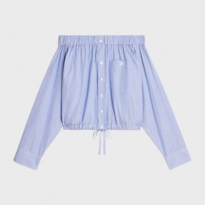 Lady's Celine Off-The-Shoulder Shirt In Cotton Poplin