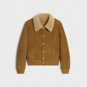 Lady's Celine Boule Blouson In Curly Shearling