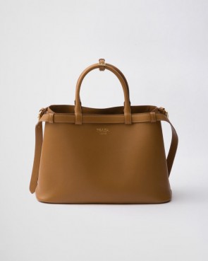 Prada Buckle Medium Leather Handbag With Belt