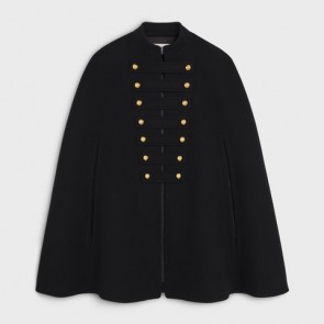 Lady's Celine Officer Cape In Wool And Cashmere Cloth