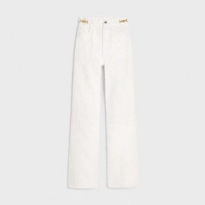 Lady's Celine Jane Flared Jeans In Optic White Wash Denim
