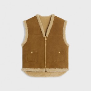 Lady's Celine Sleeveless Vest In Curly Shearling