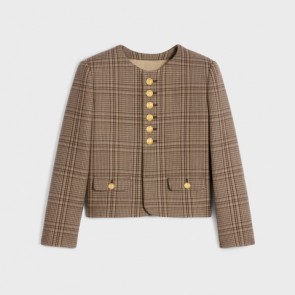 Lady's Celine Chelsea Jacket In Prince Of Wales Wool