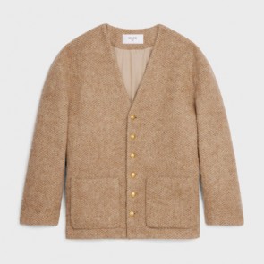Lady's Celine Oversized Cardigan In Alpaca Wool Miel