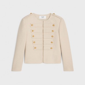 Lady's Celine Military Jacket In Tweed Creme