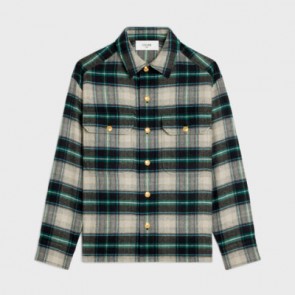 Lady's Celine Shirt Jacket In Check Cashmere