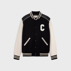 Men's Celine Classic Teddy Jacket With Leather Details In Wool