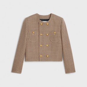 Lady's Celine Chelsea Jacket In Double Houndstooth Wool