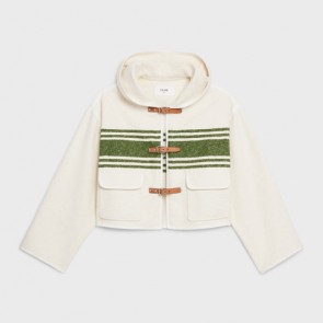 Lady's Celine Hooded Cardigan In Striped Tweed Jacket