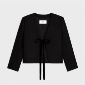 Lady's Celine Chelsea Cardigan With Bow In Flannel Cashmere