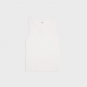 Lady's Celine Triomphe Tank Top In Ribbed Silk Jersey