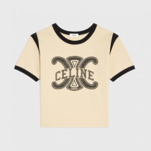 Lady's Celine Triomphe T-shirt In Cotton Jersey