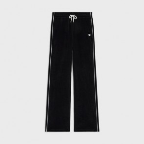 Lady's Celine Triomphe Track Pants In Velvet Jersey