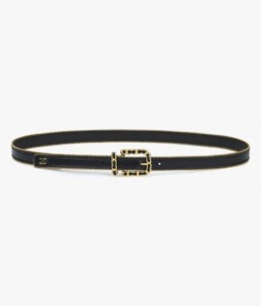 Lady's Chanel Thin Belt Black & Gold