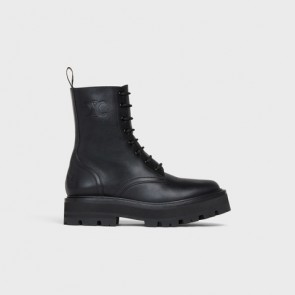 Lady's Celine Bulky Lace-Up Boot In Shiny Bullskin