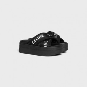 Lady's Celine Block Slide In Mesh & Textile