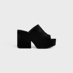 Lady's Celine Elena Mule In Velvet Black