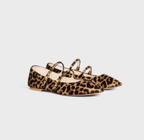 Lady's Celine Les Ballerines In Leopard Printed