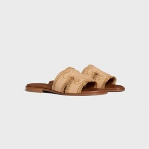Lady's Celine Marina Fringed Mule In Denim