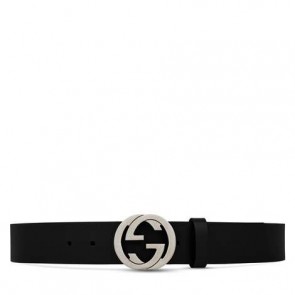 Men's Gucci Leather belt with interlocking G 368186 BGH0N 1000