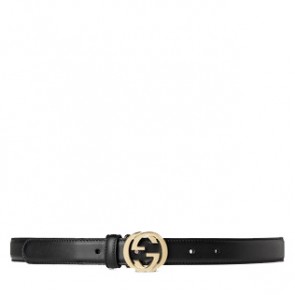Gucci Women Leather belt with interlocking G buckle 370717