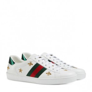 Gucci mens Ace embroidered bee and star sneaker 386750 white