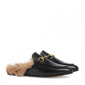 Women Princetown Black leather slipper 397749