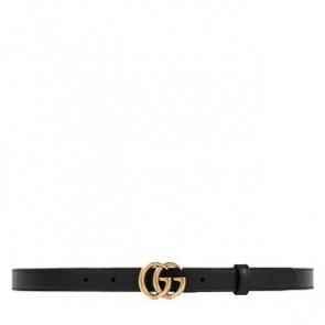 Gucci Women Leather belt with Double G buckle 409417