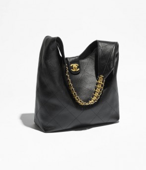 Lady's Chanel Large Hobo Bag Black
