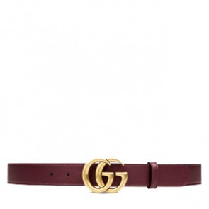 Gucci mens Leather belt with double G buckle 414516