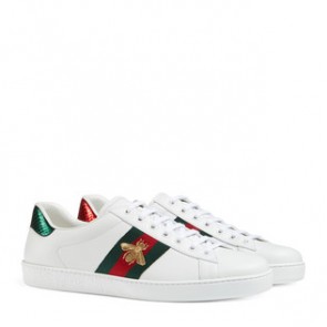 Gucci Mens Ace embroidered bee low top sneaker 429446 A38G0 9064