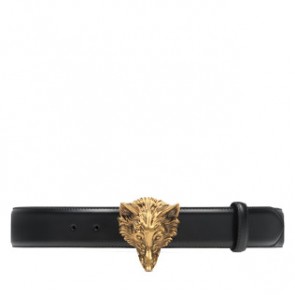 Gucci mens Leather belt with wolf head 430250