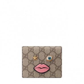 Gucci womens Card case with embroidered face 431398