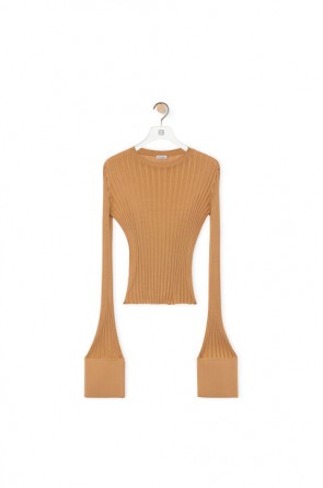 Lady's Loewe Long Sleeve Top In Viscose Beige