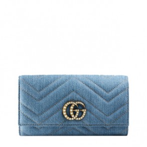 Gucci womens gg marmont japan exclusive denim wallet 443436