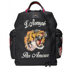 Gucci mens Embroidered drawstring backpack
