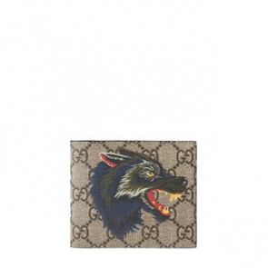 Mens Wolf print GG Supreme wallet