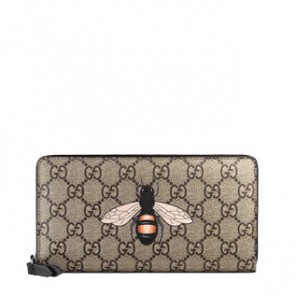 Bee print GG Supreme zip around wallet K5V1N
