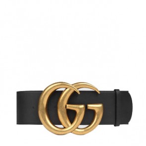 Women Wide leather belt with Double G
