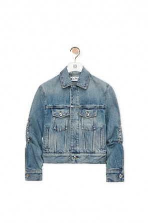Lady's Loewe Chain Jacket In Denim