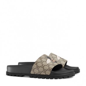 Gucci mens GG Supreme bee slide sandal 456243